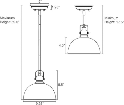 Kira Home Belle 9" Contemporary Industrial Pendant Light, Adjustable Length + Shade Swivel Joint, Brushed Nickel Finish, Pack of 2