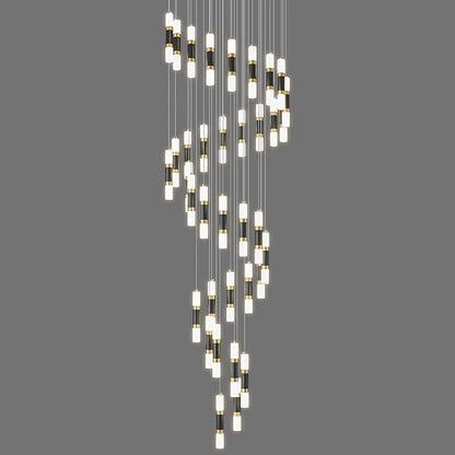 36-Light Modern Chandeliers for Entryway Ceiling Pendant Light Dimmable LED 216W Staircase Large Chandelier Lobby Living Room Foyer High Ceiling Chandelier (Black Gold)