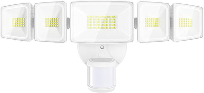 Onforu 150W 15000LM LED Security Lights Motion Sensor Outdoor, Dusk to Dawn Flood Lighting, 5 Heads 360° Wide Angle Illumination, 6500K IP65 Waterproof Hardwired Floodlight Motion Detection (White)