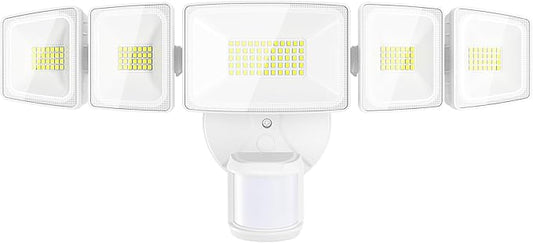 Onforu 150W 15000LM LED Security Lights Motion Sensor Outdoor, Dusk to Dawn Flood Lighting, 5 Heads 360° Wide Angle Illumination, 6500K IP65 Waterproof Hardwired Floodlight Motion Detection (White)