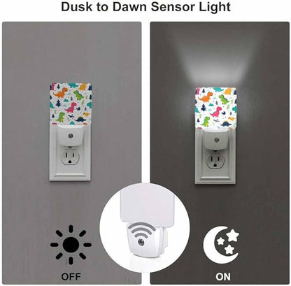 Dinosaur Cartoon Night Light Cute and Fun Plug into Wall with Dusk to Dawn Light Sensors 0.5W Warm Nightlights for Bedroom Bathroom Hallway