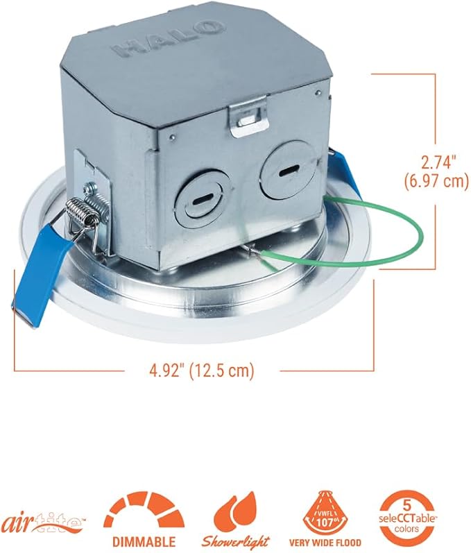 HALO CJB 4 inch 5CCT Canless Recessed Integrated LED Downlight with Attached JBOX