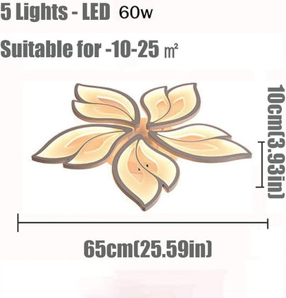 Modern Ceiling Light Fixture Led Chandelier Flush Mount Dimmable with Remote 25.59in Ceiling Lamp 5-Leaf Ceiling Lights Fixture for Living Room Bedroom Kitchen Dining Room Office