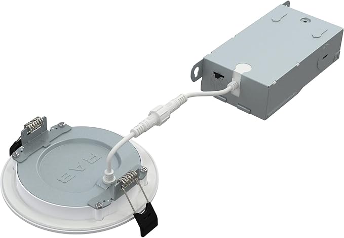 RAB Lighting WFRL-Field-Adjustable Edge-Lit LED Downlight-Canless Wafer Design-Black/White Trim-5CCT Selectable 2700K-5000K-90 CRI-Wet Rated/Dimmable for Modern Ceilings (WFR34-4B/BP - 12 Pack)