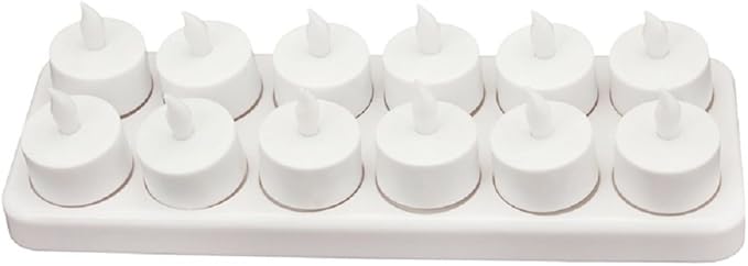 【Upgraded】 CD-RC-12ST-A Rechargeable LED Electric Candles, Flameless Flickering Tea Lights, Set of 12, Amber Color