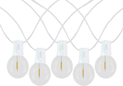 Novelty Lights 25 Feet G50 LED Patio String Light Set with 25 Bulbs, Warm White, Weather Resistant and Shatterproof Replaceable Plastic Globe Bulbs, White Wire