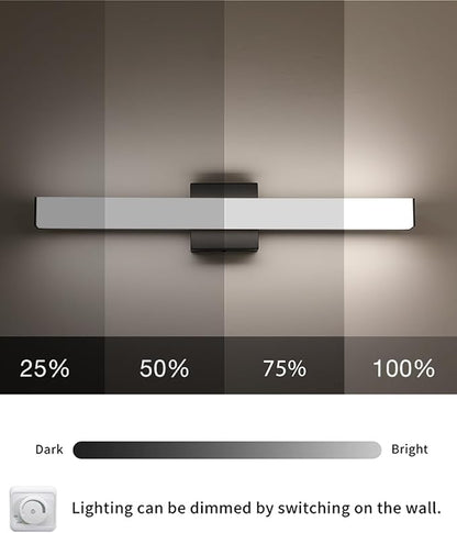 Bathroom Vanity Light Brushed Nickel Square LED 24 inch 14W 4000K Natural White Light Wall Bar Lighting Fixtures Over Mirror (Matte Black, 24inch 4000K Dimmable)