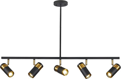 5-Light Ceiling Track Lighting Adjustable LED Track Lighting Kit Gold and Black Industrial Ceiling Spot Lighting for Kitchen Farmhouse Accent Lighting…