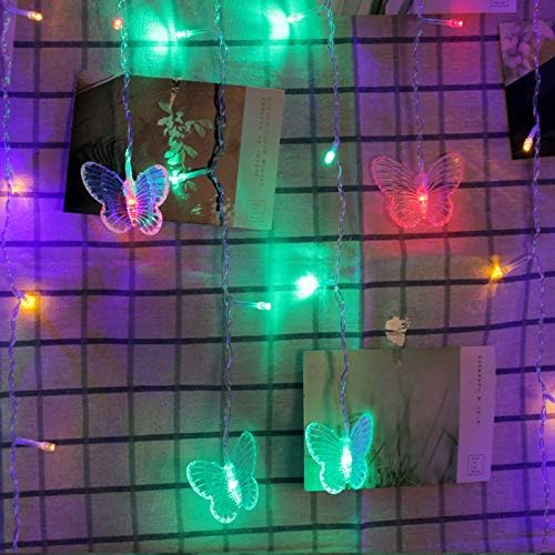 Butterfly Curtain Lights, 4.9ft 48 LED USB Window Fairy Lights 10 Butterflies 8 Modes Firefly Twinkle Timer String Lights with Remote for Room Bedroom Wall Ceiling Party Wedding Christmas