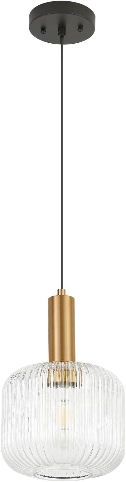 8 Inch Clear Glass Pendant Lights Small Modern Chandelier Pendant Lighting Mid Century Hanging Lights Adjustable Kitchen Island Light for Dining Room Bedroom Hallway