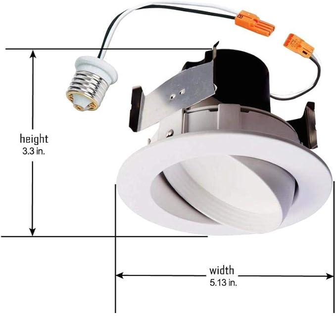HALO RA406927WHR Ra Integrated Led Recessed Adjustable Gimbal Downlight Retrofit Trim 90 CRI, 2700K Warm 4 in, White