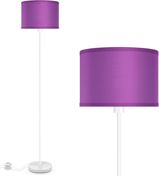 Floor Lamp for Bedroom, Purple Standing Lamp, Modern Stand Up Lamps with Lampshade, 59" Tall Lamp, Foot Switch, Small Corner Lamp Decor for Kids Room, Living Room , Den, Office(NO Bulb,E26 Base)