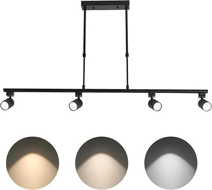 4-Pack Adjustable LED Track Lighting System - Black Ceiling Mount Spotlights with 360° Rotation for Kitchen, Bathroom, Dining Room & Hallway, Easy Install Modern Home Lighting Fixtures
