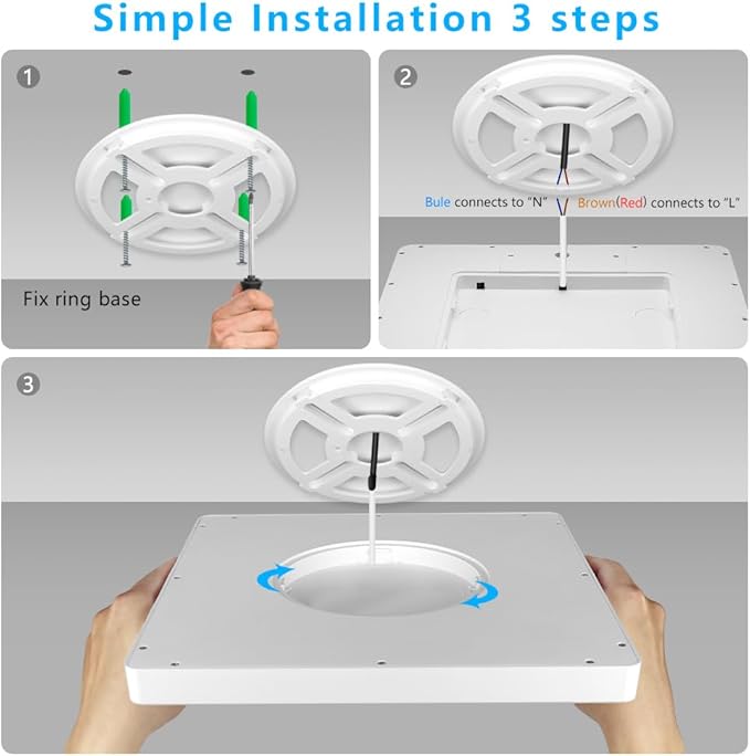 12Inch 24W Square LED Ceiling Light Fixtures Flush Mount, 5000K Daylight White LED Ceiling Lamp, Surface Mount Modern Ceiling Lights, Slim Flat Panel Lighting for Bedroom, Kitchen, Bathroom Etc.