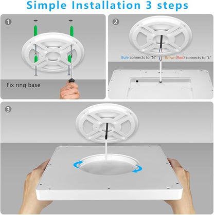 12Inch 24W Square LED Ceiling Light Fixtures Flush Mount, 5000K Daylight White LED Ceiling Lamp, Surface Mount Modern Ceiling Lights, Slim Flat Panel Lighting for Bedroom, Kitchen, Bathroom Etc.