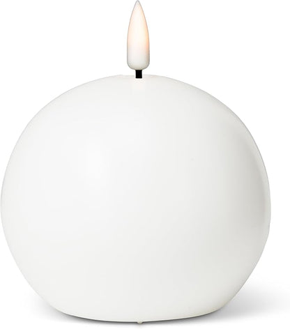 Abbott Collection Wax LED Flameless Ball Candle - White (4" D)