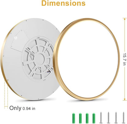 15.7Inch LED Ceiling Light Fixture Flush Mount, 32W(320W Equivalent), 3800LM, 5000K Daylight White, IP40, Flat Modern Round Ceiling Light for Bedrooms, Living Rooms, Bathrooms, Stairwells, etc.(Gold)