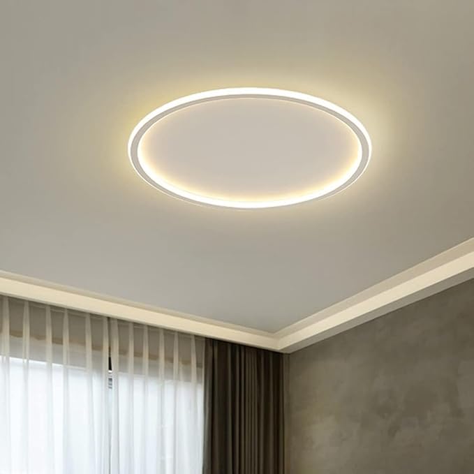 Dimmable LED Ceiling Light Fixture Flush Mount,16 inch 3000K-6000K Modern Round Recessed Ceiling Lamp with APP Adjustment,White 44W Close to Ceiling Lighting Living Room Bedroom