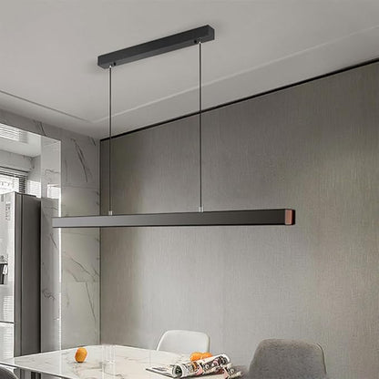 Dining Room Light Linear chandelierAdjustable 3000k-6000k-One line Chandelier, Modern LED Chandelier with Remote Control, Adjustable Cable, Suitable for Office Restaurants(Dimming, 39.4inch)