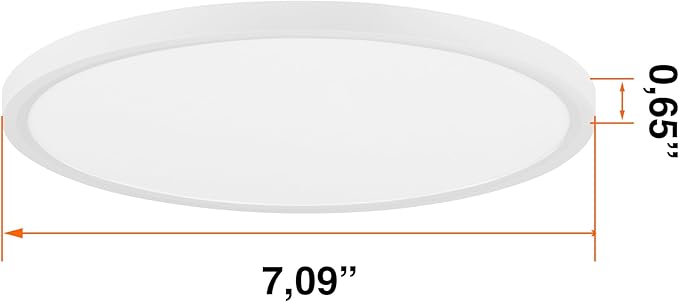 Sylvania 7" Dual Selectable Slim Ceiling Light Fixture, 8W/10W/12W, 800/950/1150 LMS, 5 Color Selectable (2700/3000 / 3500/4000 / 5000K), Dimmable, White Finish - 1 Pack (67279)