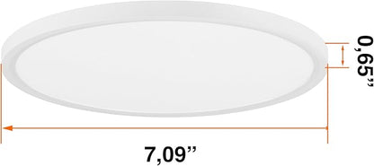 Sylvania 7" Dual Selectable Slim Ceiling Light Fixture, 8W/10W/12W, 800/950/1150 LMS, 5 Color Selectable (2700/3000 / 3500/4000 / 5000K), Dimmable, White Finish - 1 Pack (67279)