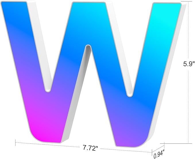 Light Up Letters Marquee Letter - Music Sync RGB Color Changing LED Lights Letter Logo Game Lights for Girls Women Party Birthday Christmas Valentine's Day Wall Desktop Decoration (MRGB-W)