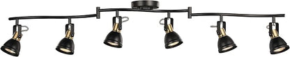 6 Light Foldable Track Lighting Kit,Matt Black Brass Finish Adjustable with Moden Ceiling Flush Mount Spotlight for Kitchen,Dining,Living Room,Home Improvement