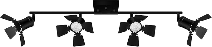 4 Light Track Lighting Fixtures Ceiling, Black Track Lighting with Rotatable Heads, Vintage Industrial Ceiling Spotlight Light for Kitchen/Living Room/Bedroom,GU10 Bulb Not Included