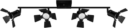 4 Light Track Lighting Fixtures Ceiling, Black Track Lighting with Rotatable Heads, Vintage Industrial Ceiling Spotlight Light for Kitchen/Living Room/Bedroom,GU10 Bulb Not Included