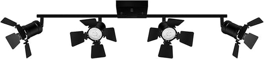 4 Light Track Lighting Fixtures Ceiling, Black Track Lighting with Rotatable Heads, Vintage Industrial Ceiling Spotlight Light for Kitchen/Living Room/Bedroom,GU10 Bulb Not Included