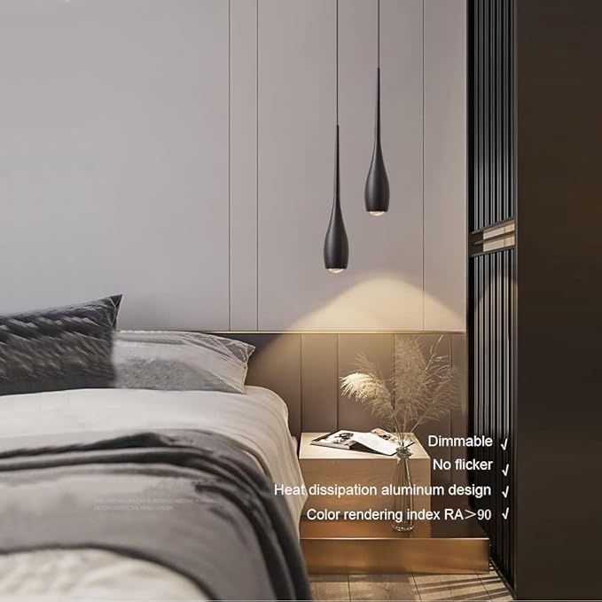 Black Pendant Lights Kitchen Island, Modern Pendant Light Fixtures, LED Hanging Light Over Sink for Bathroom, Bar, Dining Room, Bedroom（3 Pack）