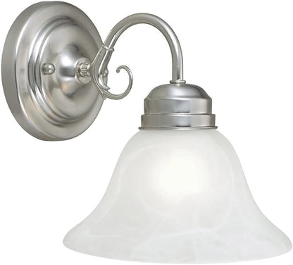Design House 511618 Millbridge Wall Light Traditional 1-Light Indoor Dimmable Light with Alabaster Glass for Bathroom Hallway Foyer, Satin Nickel