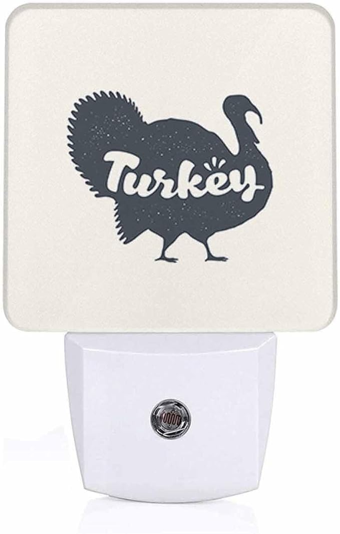 LED Night Light Plug into Wall with Dusk to Dawn Light Sensor White Energy Efficient Poultry Thanksgiving Day Turkey Nightlight for Bedroom Bathroom Hallway Living Room Kitchen