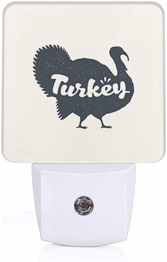 LED Night Light Plug into Wall with Dusk to Dawn Light Sensor White Energy Efficient Poultry Thanksgiving Day Turkey Nightlight for Bedroom Bathroom Hallway Living Room Kitchen