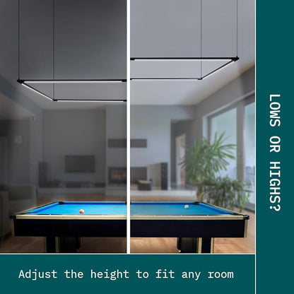 Solvita Professional LED Billiard & Pool Table Lights, Non-Flickering & Evenly Distributed Light Source, Adjustable Height & 360° Rotatable Light Angle - Bright White 3000K (49.6 x 98.5 inch)