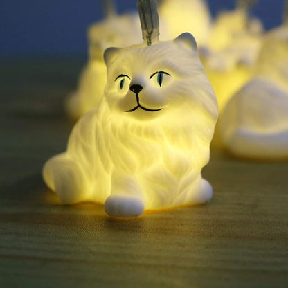Persian Cat String Lights,5ft/1.5M 10 LEDs Battery Powered Cute Animal String Lights for Home Party,Children Bedroom,Children Room,Library or Any Kids Party Decoration.