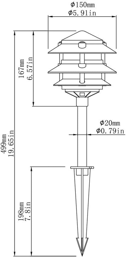 Lumina Lighting® Low Voltage Landscape Lighting Cast-Aluminum Pagoda Path and Area Light Warm White 4W G4 LED Bulb and ABS Ground Stake Included for Yard Walkway Lawn PAL0103-BZLED6 (Bronze, 6-Pack)