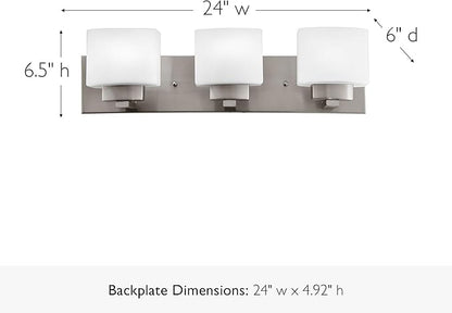 Design House Dove Creek Vanity Light, Dimmable, Frosted Glass, 3 Lights, Bathroom, Satin Nickel, 24 in x 6 in x 6.5 in, Item 578005
