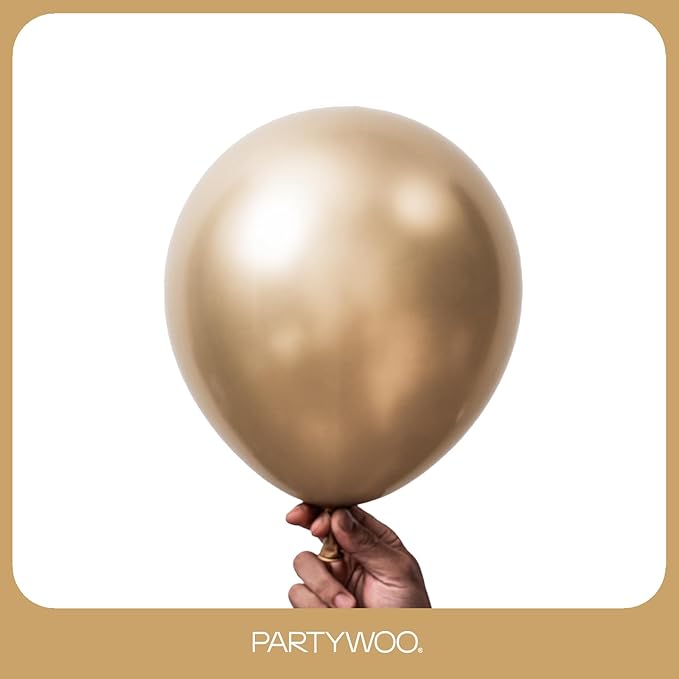 PartyWoo Metallic Gold Balloons 145pcs Different Sizes of 18 12 10 5 Inch Chrome Gold Balloon Arch Kit Garland for Birthday Graduation Baby Shower Wedding Bachelorette Party Decorations Gold-G127