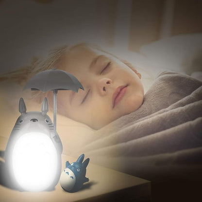Lenporl Totoro Umbrella LED Night Light Kid's Character Lamp USB Charge (White Belly) Bonus Totoro Tumbler