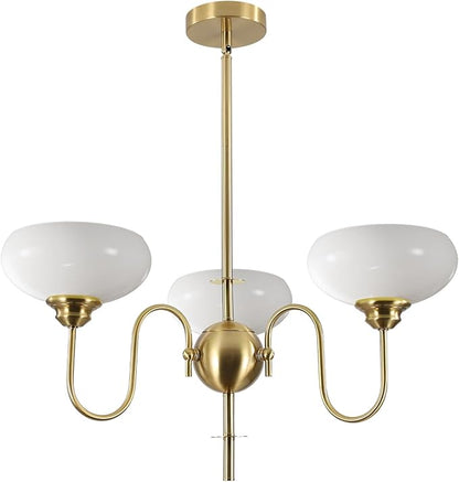 BOKT Gold and White French Chandelier Modern 3 Light Dining Room Chandelier Over Table Vintage Foyer Chandeliers Adjustable