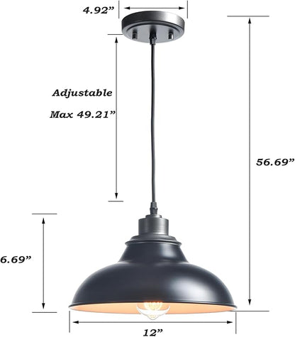 Black Pendant Lights Kitchen Island Farmhouse Pendant Lights Modern Hanging Pendant Light for Dinning Room Living Room Bedroom Bar