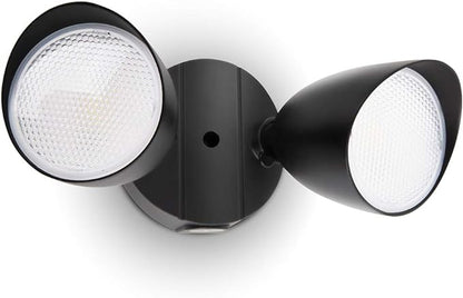 LUTEC 6222B-D2D 3500 Lumen 32 Watt Dusk to Dawn Dual-Head Flood Light Outdoor Waterproof Exterior Security Floodlight Light, Full Metal Design for Patio, Garden, Yard-Black