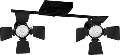 2 Light Track Lighting Fixtures Ceiling, Black Track Lighting with Upgrade Lamp Heads, 2 Way Track Lights Ceiling, Vintage Industrial Track Light for Kitchen/Bar/Boy's Room,GU10 Bulb Not Included