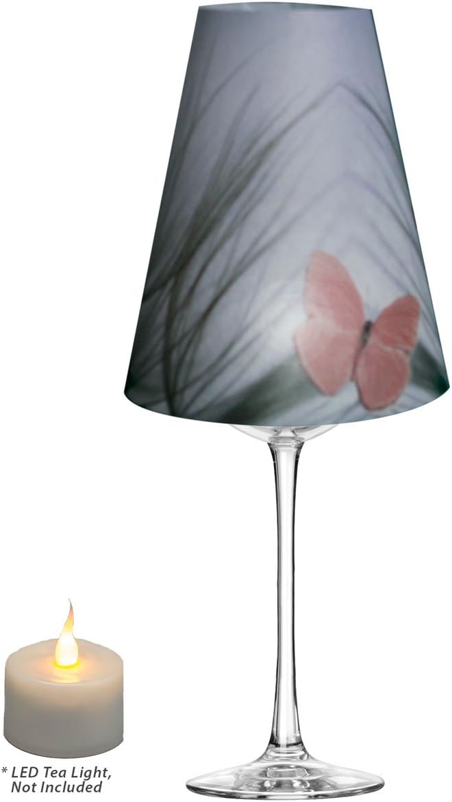 Royal Designs Vellum Tea Light Paper Wine Glass Lampshade, Pink Butterfly, Set of 20, TLS-1004B-20