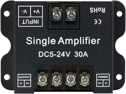 BTF-LIGHTING COB FCOB 2835 3014 3528 5050 1 Channel Signal Amplifier Controller Work with V- V+ Single Color 2Pin LED Strip Suitable for Long Distance Light Projects DC5V DC12V DC24V Max 30A