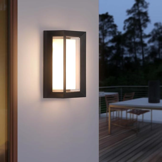 24W Modern LED Wall Sconces, ETL Certified, 3000K/4000/6500K Color Adjustable, 10-100% Dimmable Outdoor Wall Lights, 2160LM IP65 Waterproof Exterior Lighting Fixtures for Porch, Patio