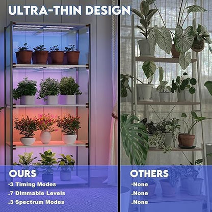 Under Cabinet Grow Light, LED Grow Lights for Indoor Plants Full Spectrum, Plants Light for Shelves with Auto Timer 3/9/12H, 616LEDs Ultra-Thin Grow Lights Panel for Seed Starting, Flowers, Veg, 4Pack