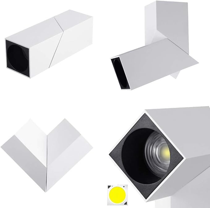 LED Indoor Ceiling Spotlight 360°Adjustable Wall Light - Art DIY Spotlights -12W Warm White Light 3000K Ceiling Downlight -Surface Mounted COB Lighting Swivel lamp (White-3000K)