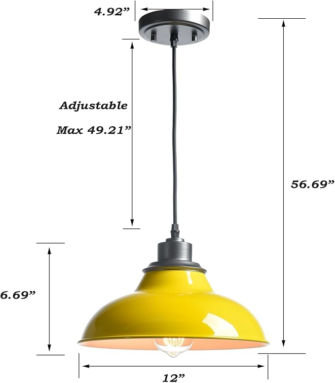 Yellow Pendant Light Vintage Pendant Light Fixture for Kitchen Island Dining Room Bedroom Bar Living Room